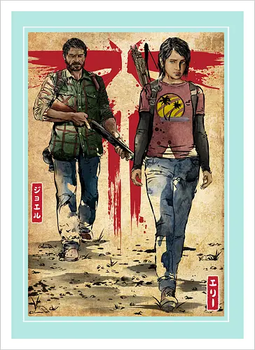 Joel and Ellie woodblock