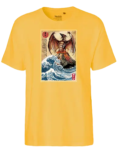 Fire pteranodon in Japan - pteranodon, dinosaur, kanagawa, Volcano, grt wave - Fairtrade T-Shirt