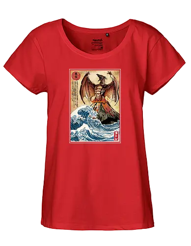 Fire pteranodon in Japan - pteranodon, dinosaur, kanagawa, Volcano, grt wave - Fairtrade Girl Shirt
