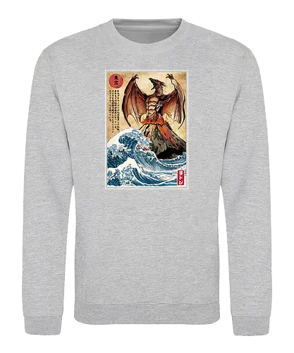 Fire pteranodon in Japan - pteranodon, dinosaur, kanagawa, Volcano, grt wave - Sweatshirt