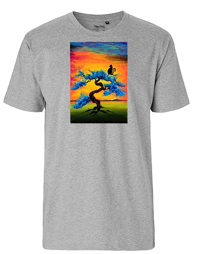 Cat watching the sunset - cat, tree, sunset, butiful - Fairtrade T-Shirt