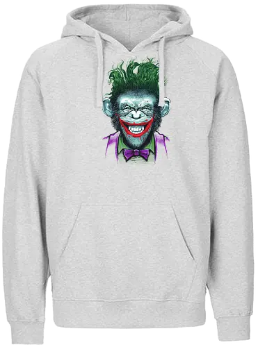 Monkey Business - ape, chimpanzee, schimpanse, clown, horror, joke, mashup - Fairtrade Hoodie