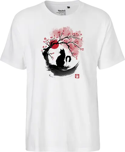 Sakura cat sumi e - sakura, hanami, cat, katze - Fairtrade T-Shirt