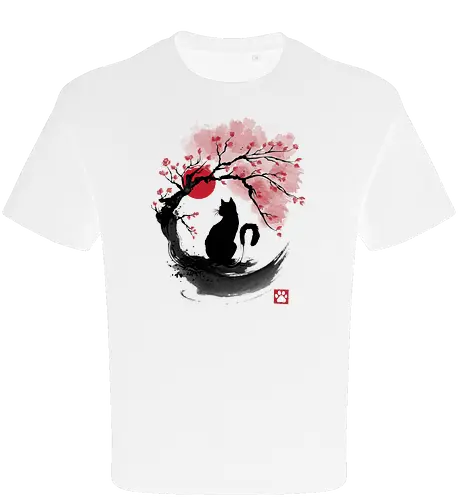 Sakura cat sumi e - sakura, hanami, cat, katze - Oversize T-Shirt