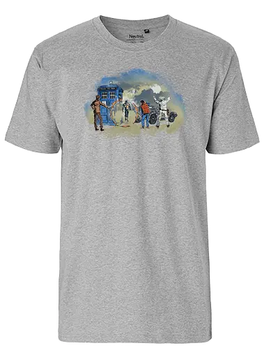 Somewhere in Time - timetravel, time, timolord, tardis, future, back, mcfly, doc, mashup, robot - Fairtrade T-Shirt