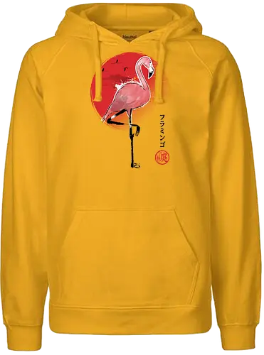 Flamingo sumi e - flamingo, art, sun - Fairtrade Hoodie