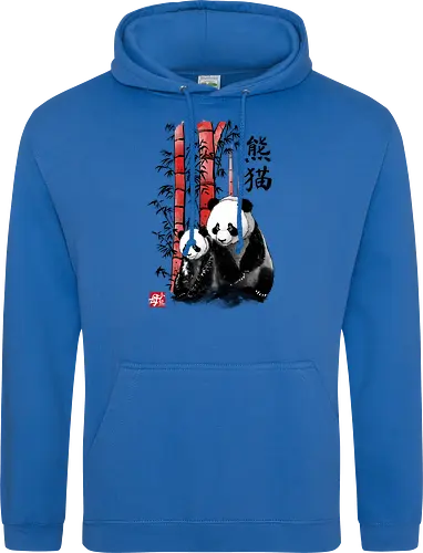 Panda and cub sumi e