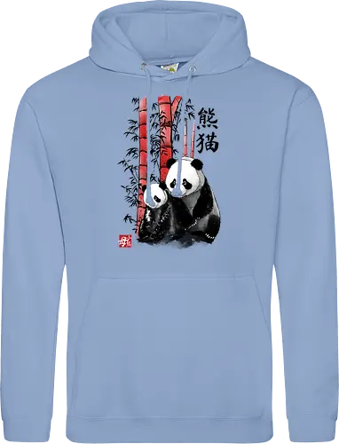 Panda and cub sumi e