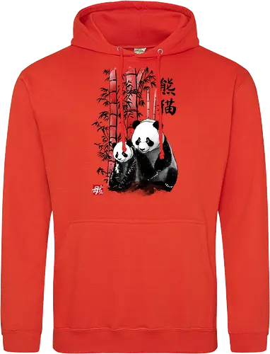 Panda and cub sumi e