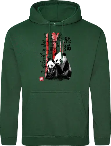 Panda and cub sumi e