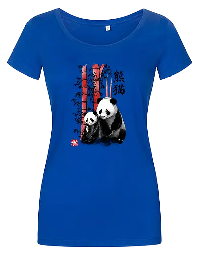Panda and cub sumi e