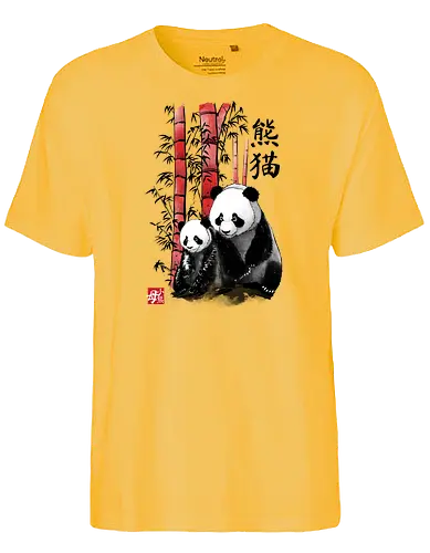 Panda and cub sumi e - panda, bamboo, br - Fairtrade T-Shirt