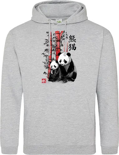 Panda and cub sumi e