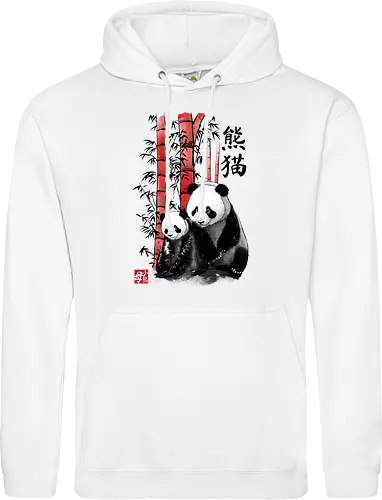 Panda and cub sumi e
