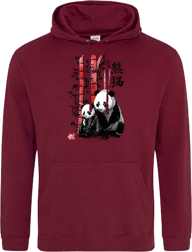 Panda and cub sumi e