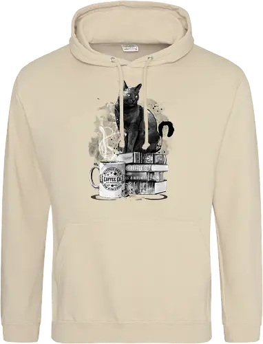 Cat books and coffee