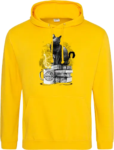 Cat books and coffee