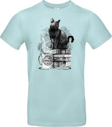 Cat books and coffee
