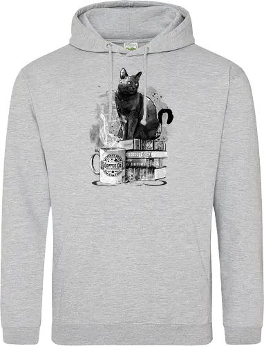 Cat books and coffee