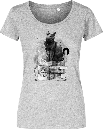 Cat books and coffee