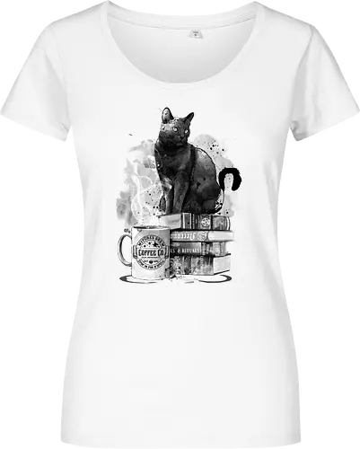 Cat books and coffee