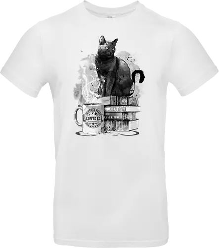 Cat books and coffee