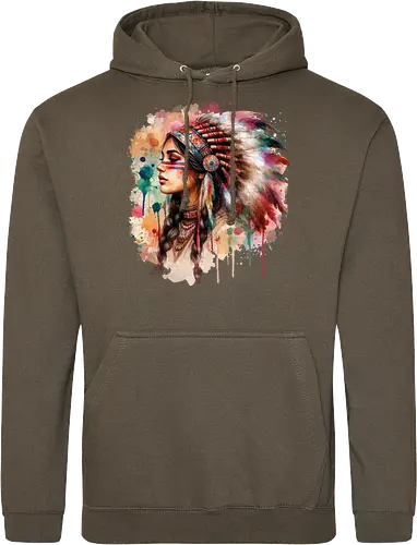 Native american woman watercolor - native, Native american - Standard Hoodie