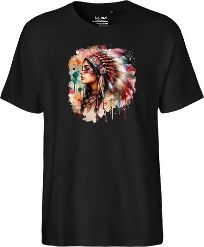 Native american woman watercolor - native, Native american - Fairtrade T-Shirt