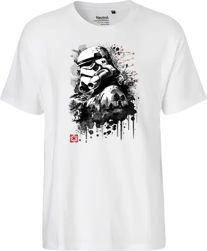 Trooper in the forest sumi e - space opera, scifi, space - Fairtrade T-Shirt