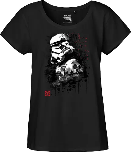 Trooper in the forest sumi e - space opera, scifi, space - Fairtrade Girl Shirt