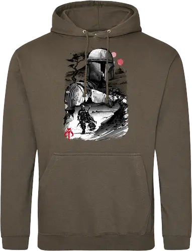 The bounty hunter in the desert sumi e