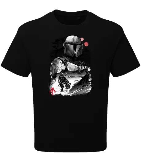 The bounty hunter in the desert sumi e