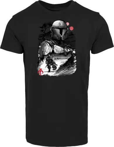 The bounty hunter in the desert sumi e