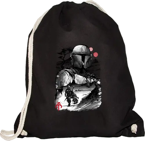 The bounty hunter in the desert sumi e