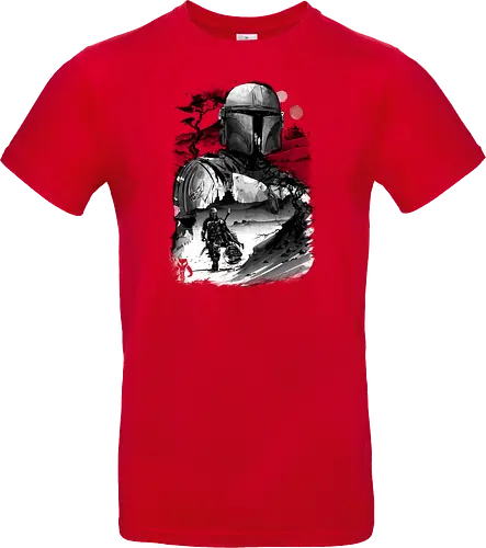The bounty hunter in the desert sumi e