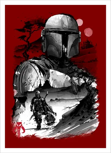 The bounty hunter in the desert sumi e