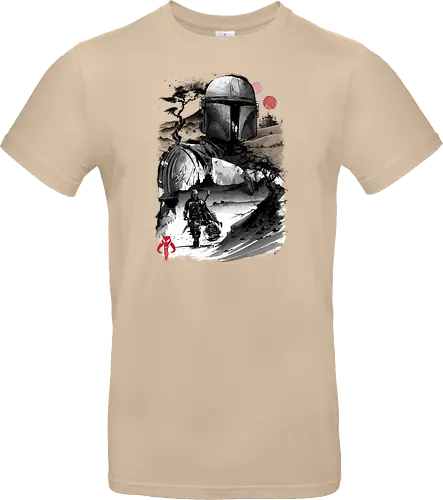 The bounty hunter in the desert sumi e