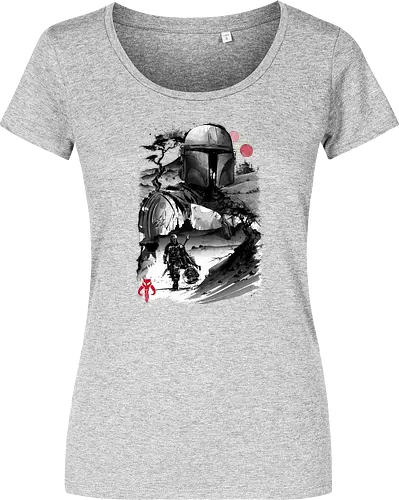 The bounty hunter in the desert sumi e
