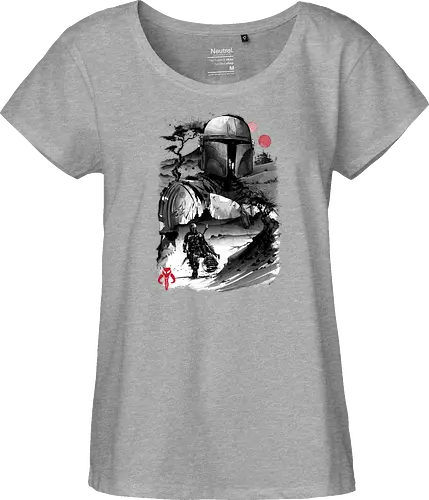 The bounty hunter in the desert sumi e