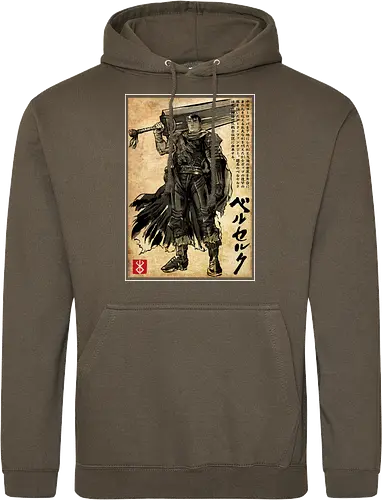 Black swordsman woodblock