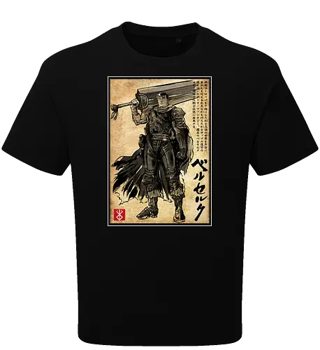 Black swordsman woodblock