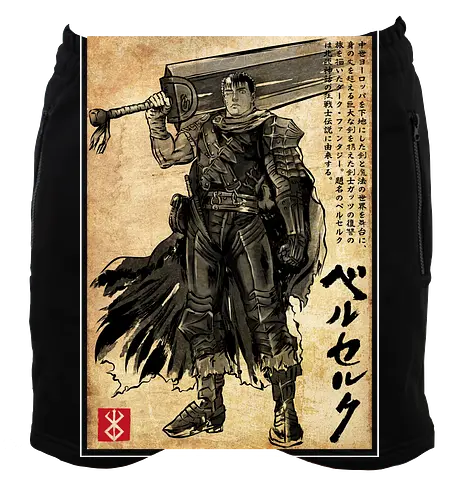 Black swordsman woodblock