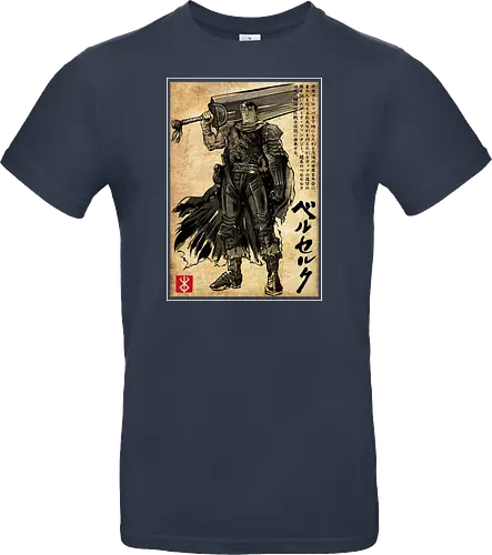Black swordsman woodblock