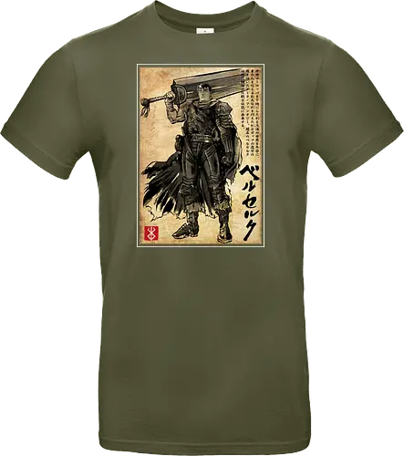 Black swordsman woodblock