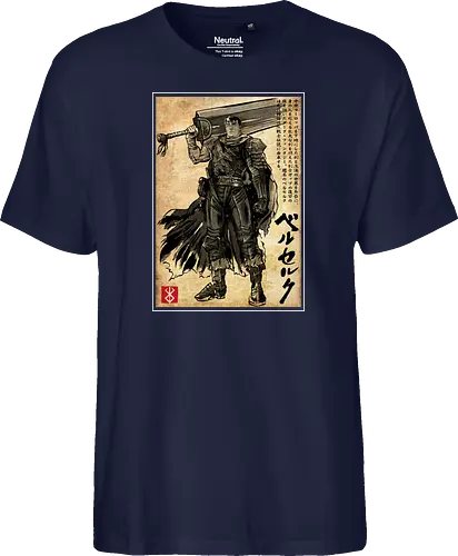 Black swordsman woodblock
