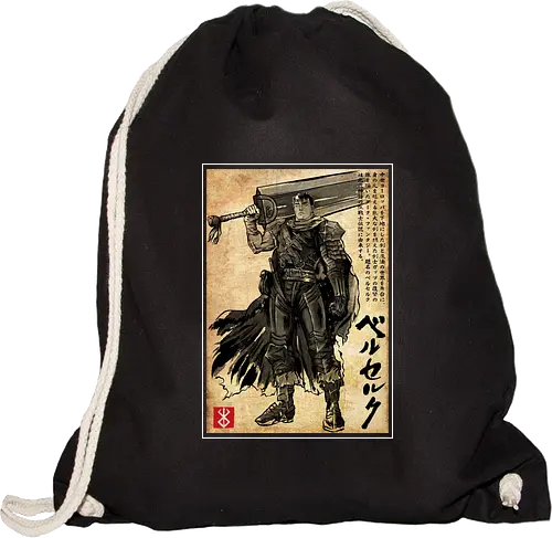 Black swordsman woodblock