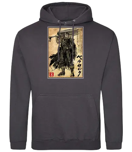 Black swordsman woodblock - japan, anime - Standard Hoodie