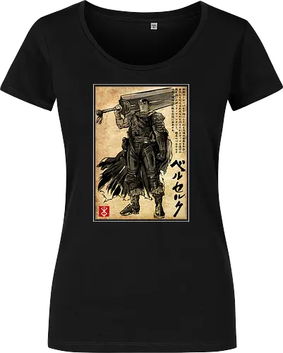 Black swordsman woodblock