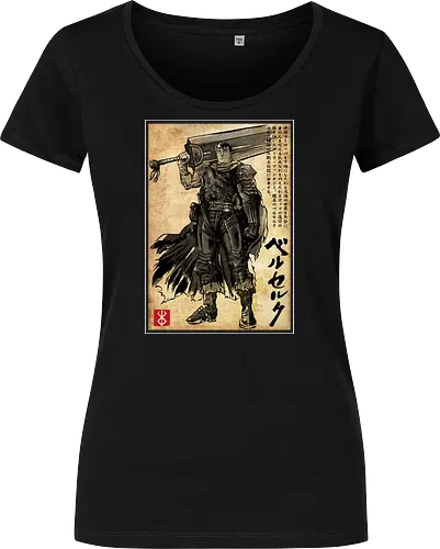 Black swordsman woodblock