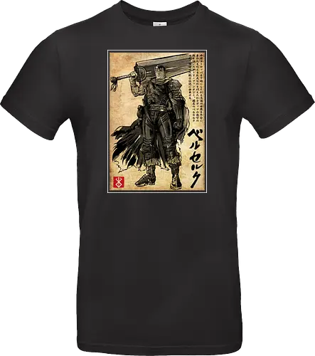 Black swordsman woodblock